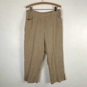 Harve Benard Dress Pants Womens 10 Beige Linen Capri Lined Straight